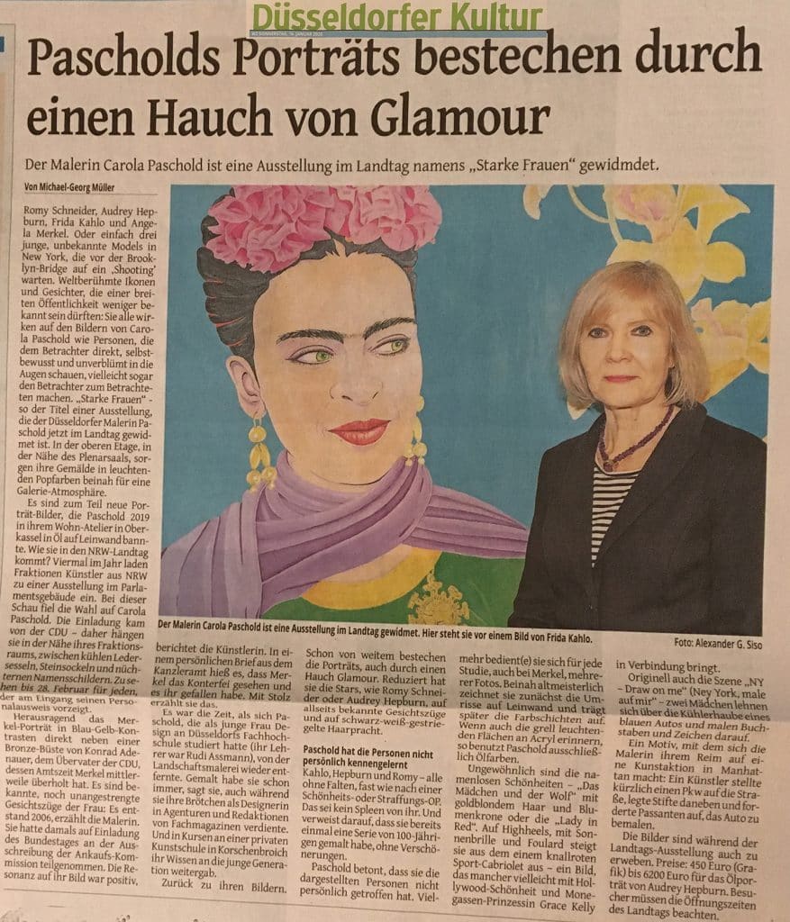 Carola Paschold - Pascholds Portraits haben einen Hauch von Glamour -Presse- WZ Düsseldorf- Künstler Düsseldorf 16.01.2020